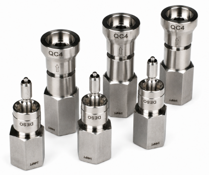 Stainless-steel quick connectors for gas sampling systems