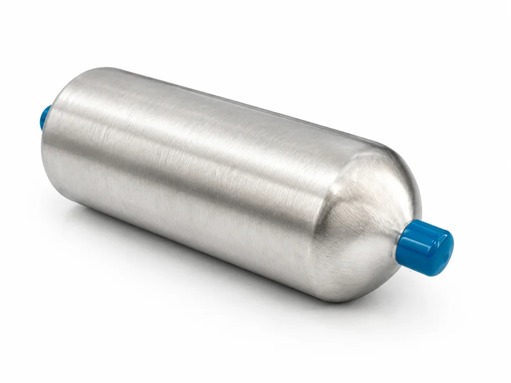 Compact stainless steel sampling cylinder with capped connection