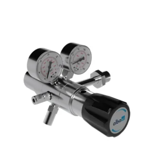 Dual-stage cylinder pressure regulator for high-purity specialty gases