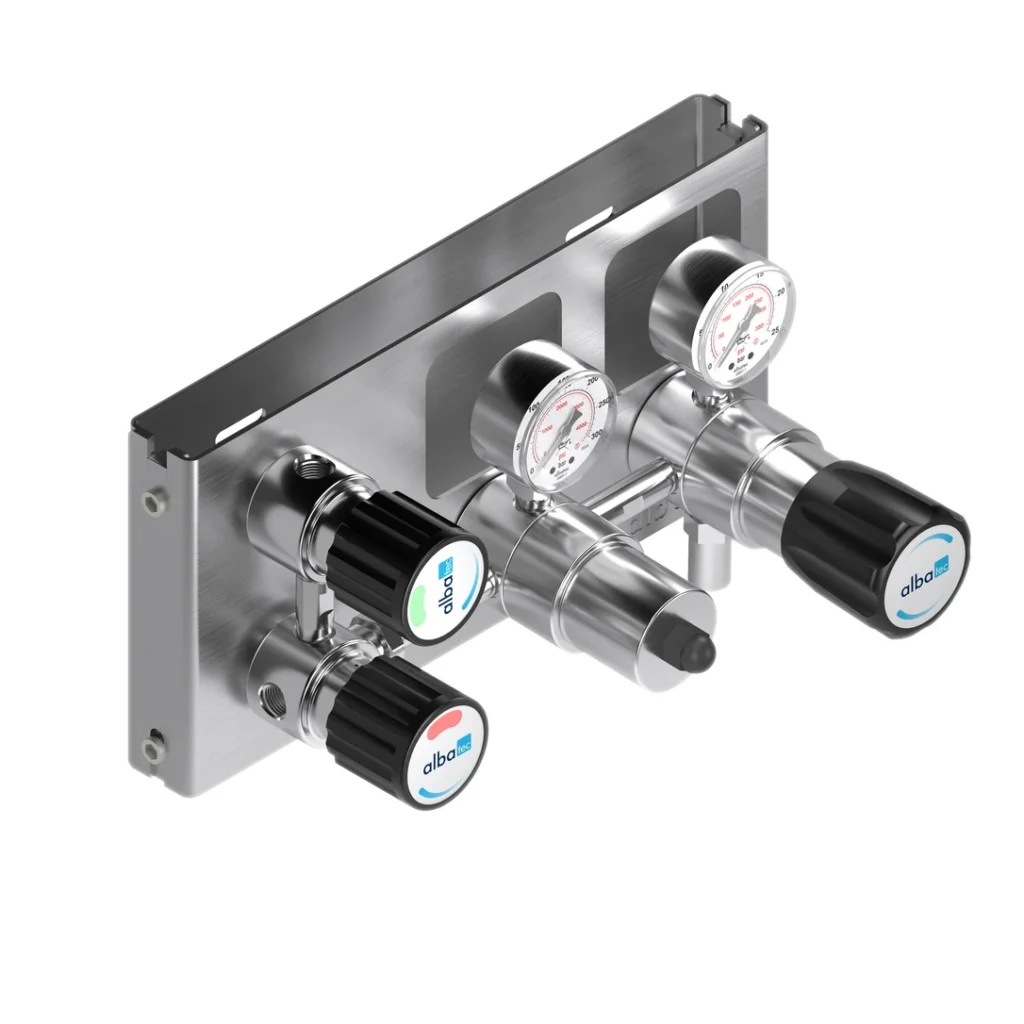 Dual-stage single-inlet panel for stable specialty gas supply