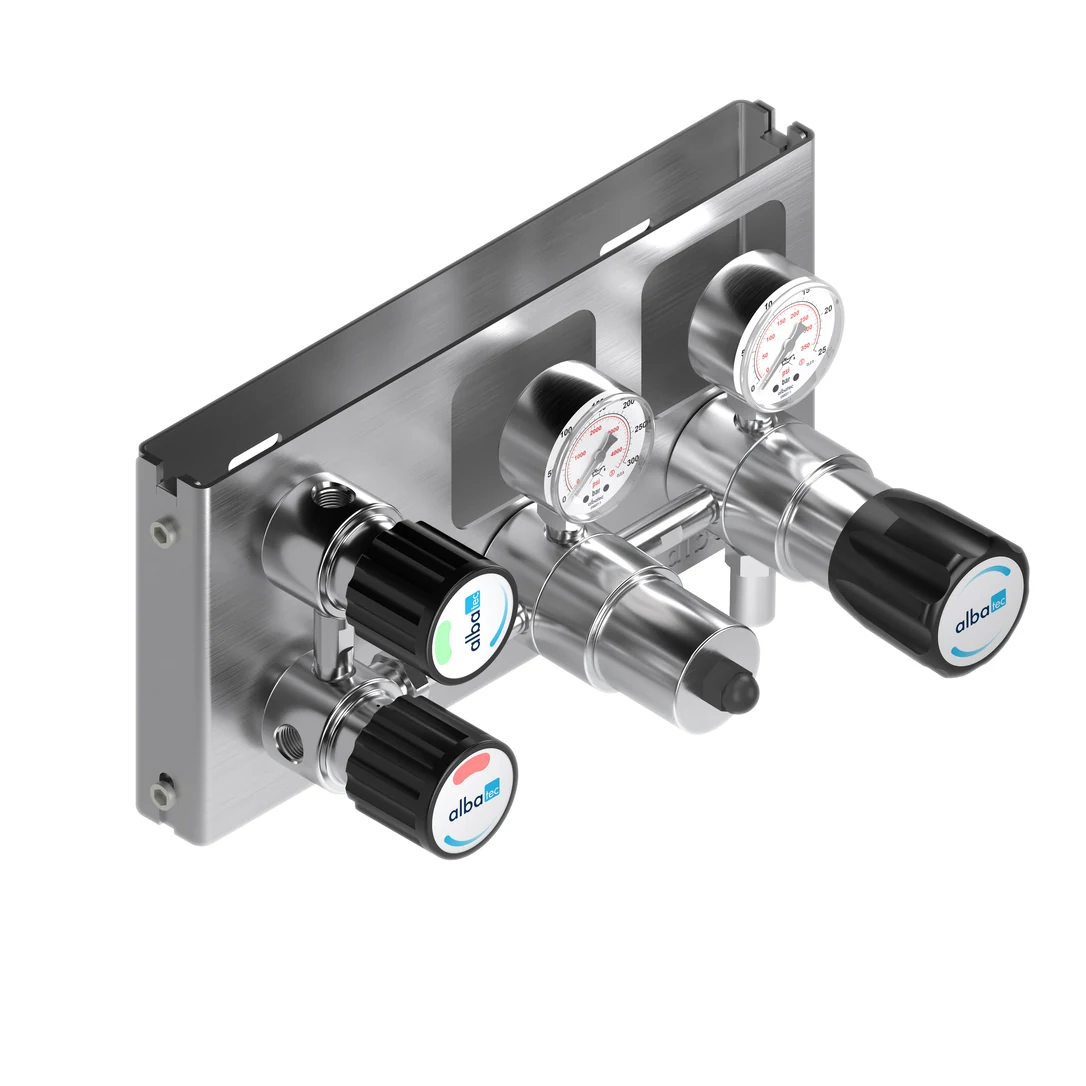Dual-stage single-inlet panel for stable specialty gas supply