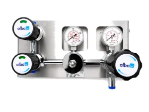 Dual-stage single-inlet panel for stable specialty gas supply