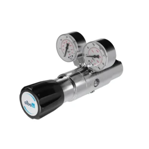 LRA 1230 dual-stage six-port line pressure regulator with adjustment knob and dual pressure gauges