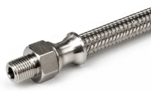 Flexible braided sampling hose with threaded end connection
