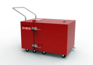 Mobile hazardous material transport container with lockable access lid