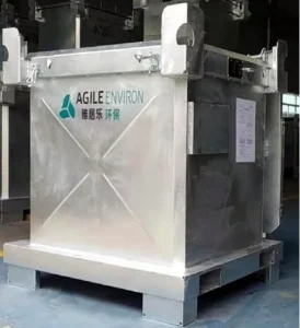 Stainless-steel transport container for hazardous liquid materials