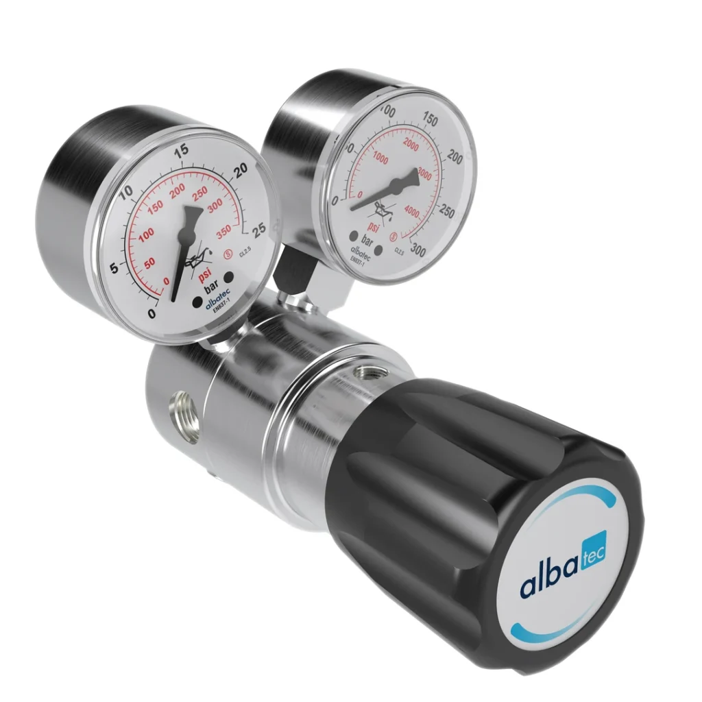 Line pressure regulator for stable specialty gas distribution