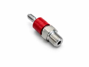 Male stainless steel quick connector with red release collar
