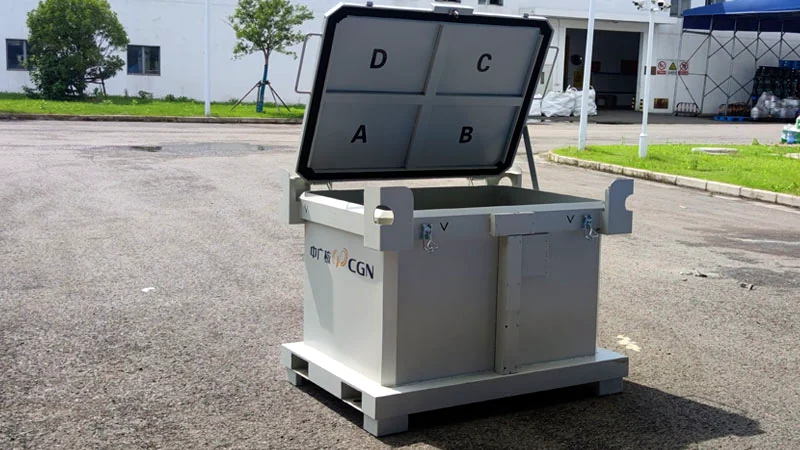 Sealed passive storage container for solid hazardous materials