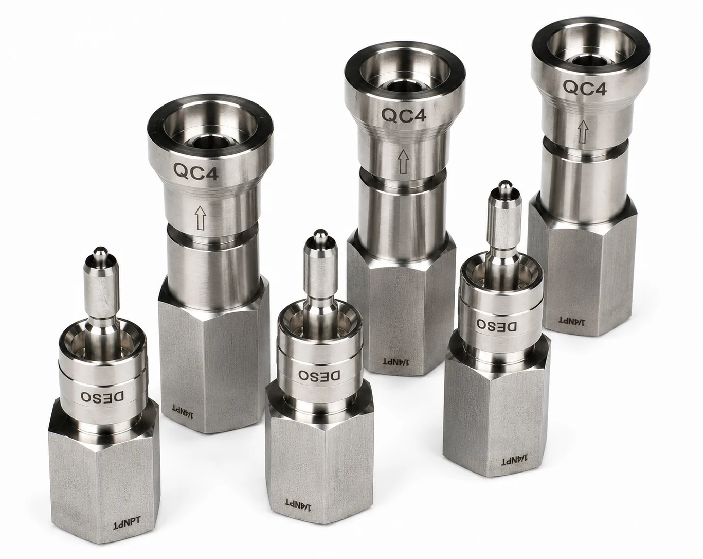 Stainless steel quick connector family for sampling systems