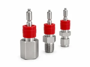 Three quick connectors with different threaded connection sizes