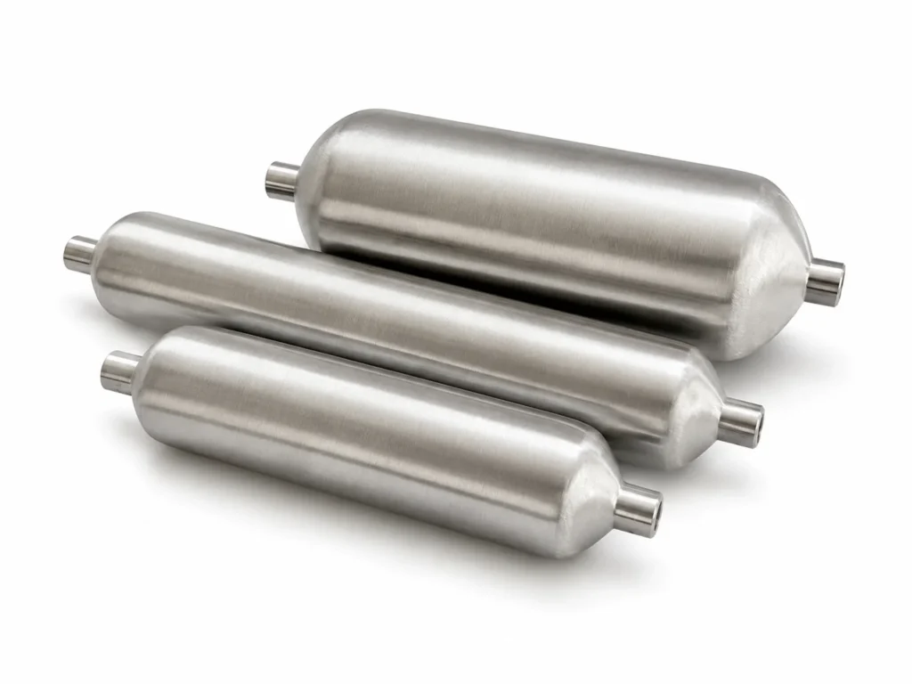 Range of stainless steel sampling cylinders in multiple sizes