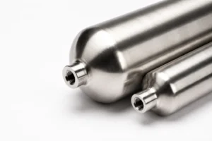 Threaded end connections on stainless steel sampling cylinders