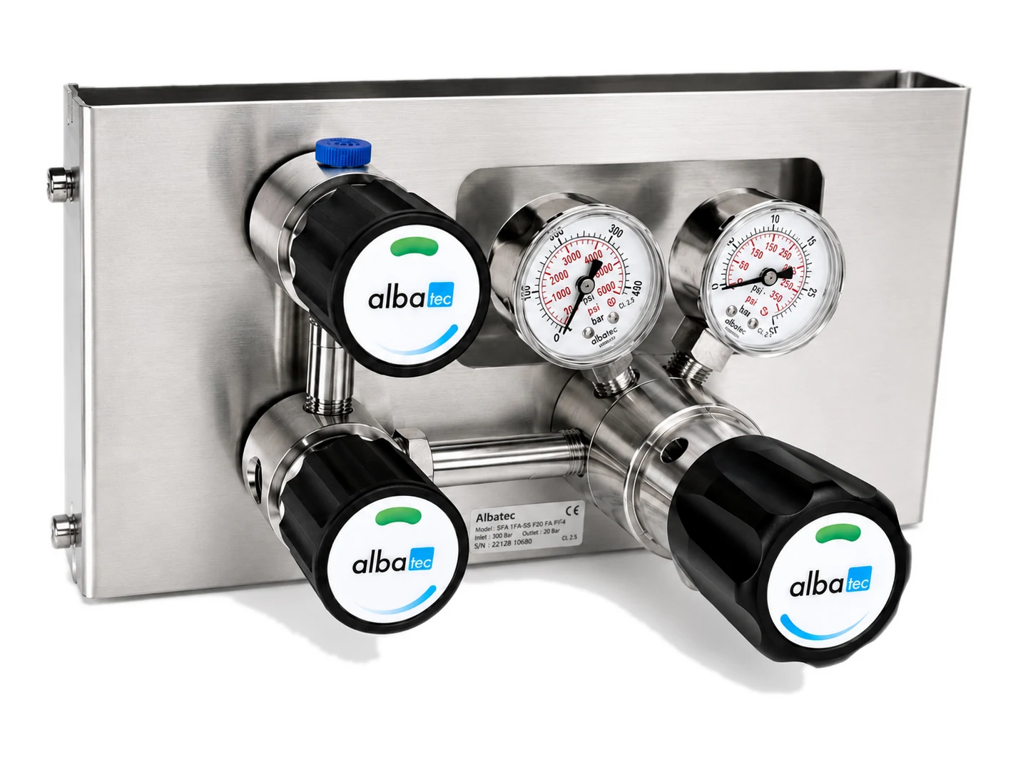 Single-stage single-inlet panel for specialty gas supply