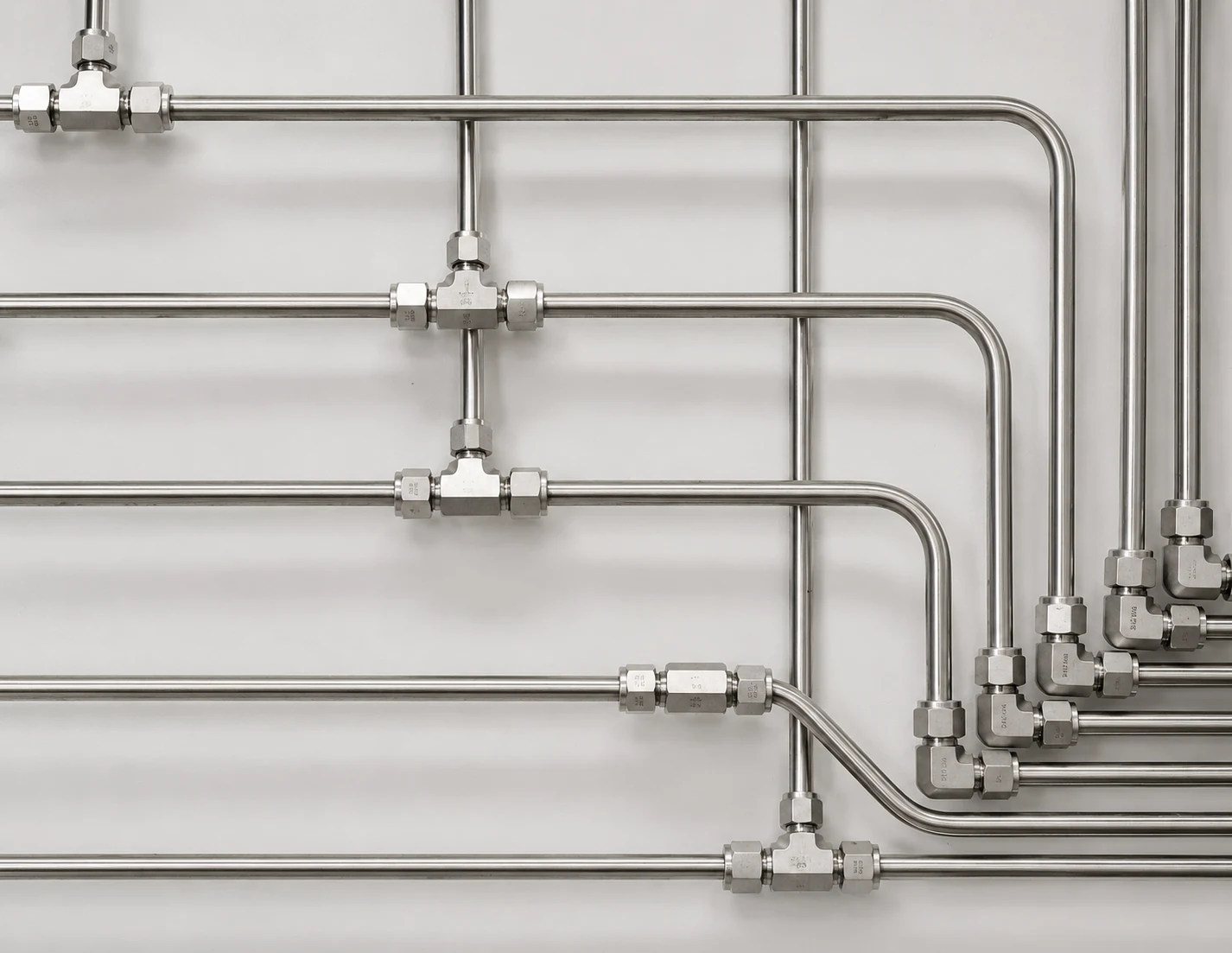 Stainless-steel central gas distribution tubing with compression fittings