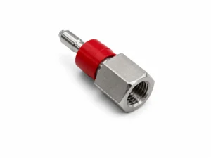 Threaded stainless steel quick connector with red collar