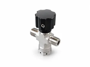 Three-way stainless steel needle valve with adjustment knob