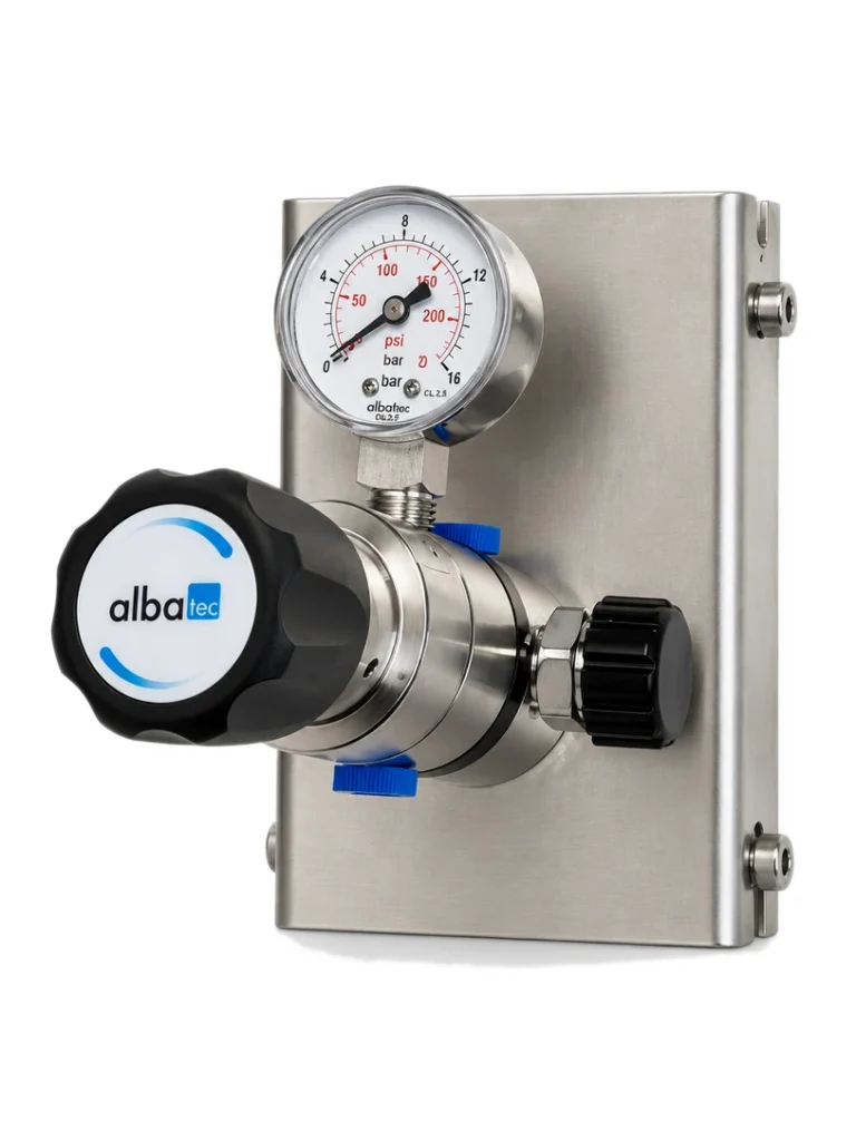 Wall-mounted point-of-use regulator for laboratory gas control