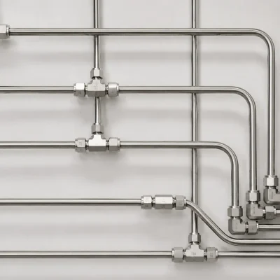 Stainless-steel central gas distribution tubing with compression fittings